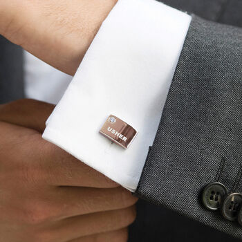 Usher Rhodium, Gold Or Rose Gold Plated Cufflinks, 11 of 12