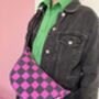 Checkered Pink And Grey Sling Bag Waxed Cotton Bag, thumbnail 1 of 2
