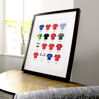 Manchester Utd Classic Retro Football Kits Team Print, 2 of 4