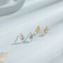 Sterling Silver Extra Tiny Cz Crystal With Dot Trio Stud Earrings, thumbnail 1 of 12