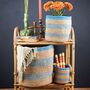 Dusty Blue Stripe Storage Baskets, thumbnail 1 of 9