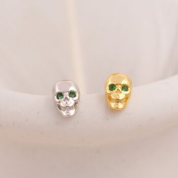 Tiny Death Skull Stud Earrings In Sterling Silver, 8 of 11