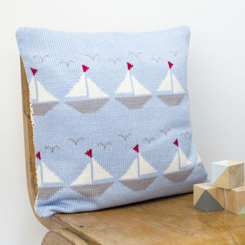 Personalised Knitted Boats Cushion, 2 of 4