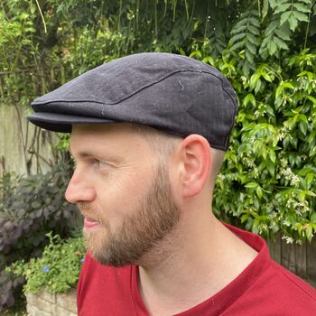 Black Flat Cap, Light Fabric Hat, Peaky Blinders Hat, 4 of 4