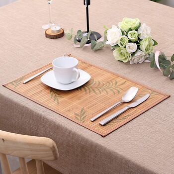 Set Of Six Brown Leaf Bamboo Placemats, 2 of 11