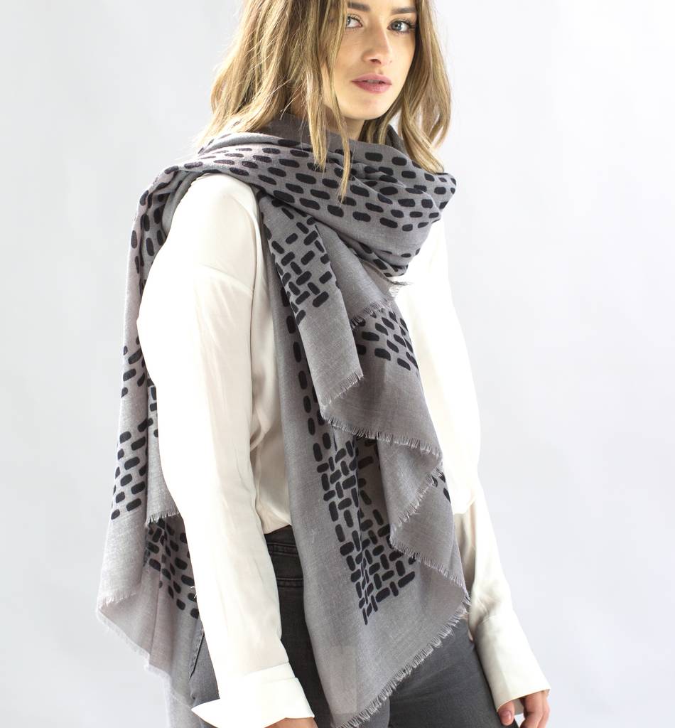 Personalised Grey And Black Wool Mix Scarf By The Forest & Co ...