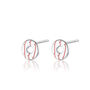 Sterling Silver Party Ring Biscuit Stud Earrings With Pink Enamel, thumbnail 2 of 4