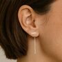 Bar Chain Rose Gold Plate Silver Threader Drop Earrings, thumbnail 9 of 9