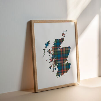 Colourful Tartan Map Of Scotland Print, 2 of 4