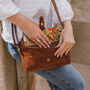 Leather Crossbody Bag With Pocket, Tan, thumbnail 2 of 6