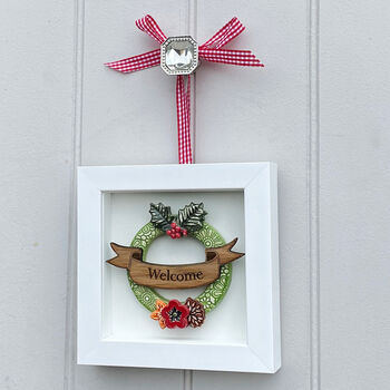 Handmade Pottery Christmas Wreath Personalised Frame, 3 of 4