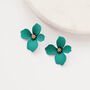 Turquoise Hand Painted Flower Shaped Stud Earrings, thumbnail 3 of 3