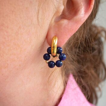 Aletta Gemstone Chunky Hoop Gold Plated Earrings, 2 of 5