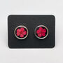 Ear Studs With Red Flowers In Black Lacquer, thumbnail 4 of 11