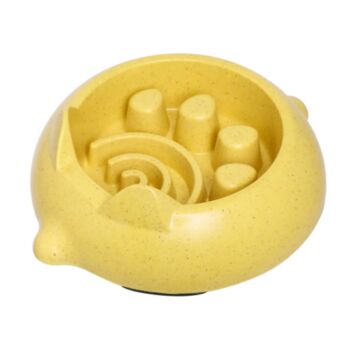 Bamboo Dog Bowl Mouse Shaped Yellow Slow Feeder, 2 of 3