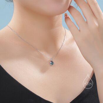Sterling Silver London Blue Pear Cut Cz Necklace, 4 of 12