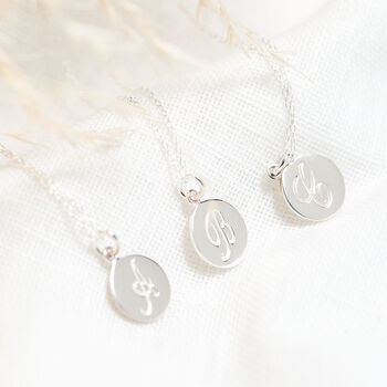 Initial Engraved Sterling Silver Necklace, 2 of 12
