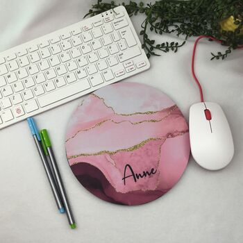 Personalised Blush Pink Marble Mouse Mat, 8 of 11