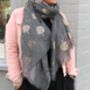 Mulberry Tree Silver And Rose Gold Foil Print Scarf, thumbnail 3 of 11