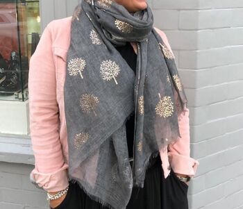Mulberry Tree Silver And Rose Gold Foil Print Scarf, 3 of 11