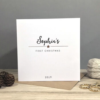 Personalised First Christmas Foiled Card, 3 of 5