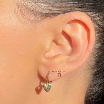 Christmas Gift Heart Earrings In Sterling Silver Or Gold, 2 of 8