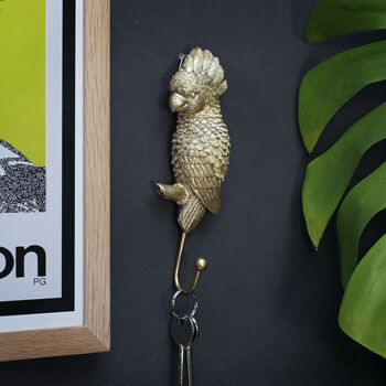 Cockatoo Wall Hooks Gold And White, 3 of 8