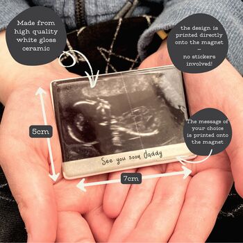 Father's Day Baby Ultrasound And Message Ceramic Magnet, 2 of 2