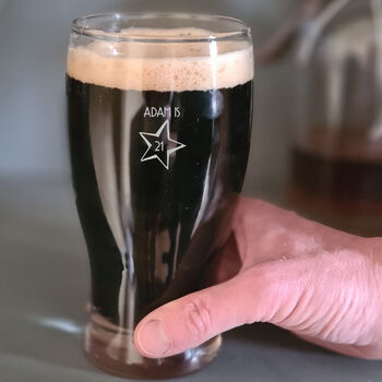 Personalised 21st Birthday Gift Star Pint Glass, 2 of 7