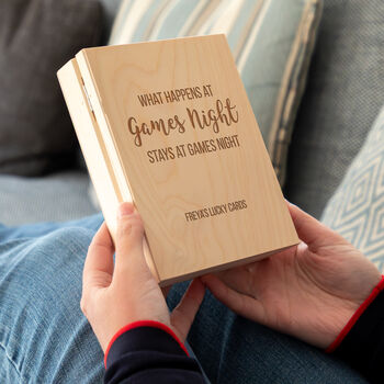 Personalised Games Night Playing Cards Holder Box, 6 of 6