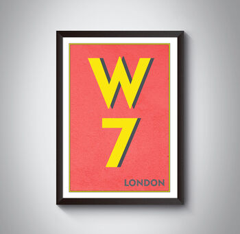 W7 Hanwell, Ealing London Postcode Typography Print, 5 of 11