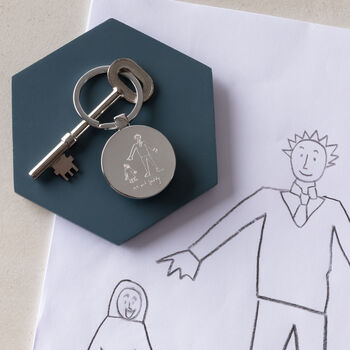 Personalised Daddy And Me Childs Drawing Keyring, 5 of 5