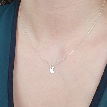 Crescent Moon Charm Wtih Star Sterling Silver Necklace, 4 of 4