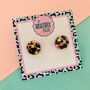 Liquorice All Sorts Glitter Circle Stud Earrings, thumbnail 2 of 2