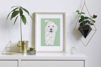 Custom Line Colour Portrait Personalised Dog Cat Art, 6 of 7