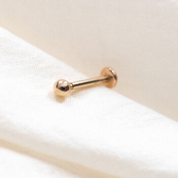 14 Carat Solid Gold Sphere Labret Stud Earring, 5 of 7