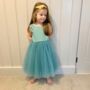 Sage Green Satin And Tulle Flower Girl Dress, thumbnail 1 of 8