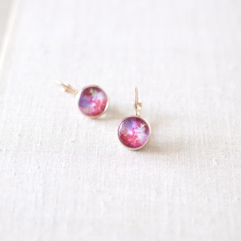 Pink And Magenta Galaxy Earrings, 6 of 7