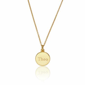 Gold Or Silver Small Round Engraved Disc Necklace, 6 of 12