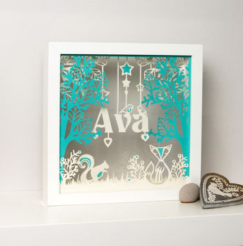 Framed Personalised Newborn Christening Papercut Gift, 3 of 4