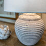Ribbed Pale Grey Stone Effect Ceramic Table Lamp Base, thumbnail 5 of 7