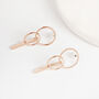 Rose Gold Colour Linked Small Hoop Drop Earrings, thumbnail 3 of 3