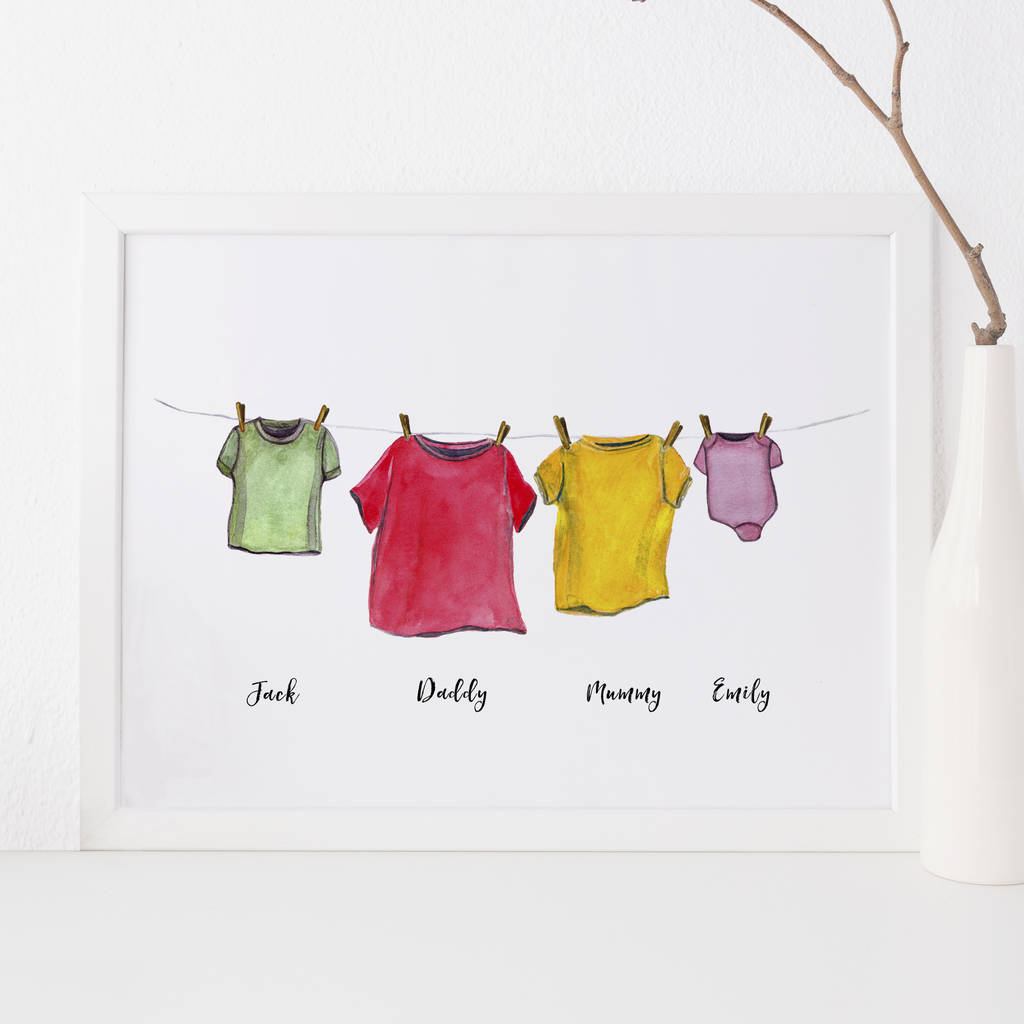 personalised washing line print by elephant grey | notonthehighstreet.com