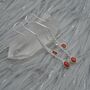 Red Coral Sterling Silver Drop Earrings, Long Earrings, thumbnail 4 of 7
