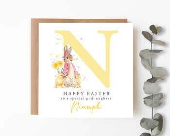 Personalised Easter Card Pink Bunny Splatter, 4 of 4