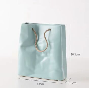 Ceramic Paper Bag Vase With Rope Handle, 3 of 5