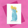 Hand Drawn Blue Rabbit Illustrated Blank Greeting Card, thumbnail 5 of 12