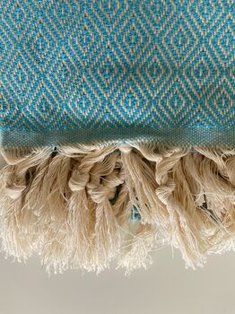 Diamond Design Turquoise Sofa Throw, 5 of 7