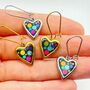 Mini Disco Heart Earrings Handmade With Colourful Sparkles, thumbnail 1 of 10