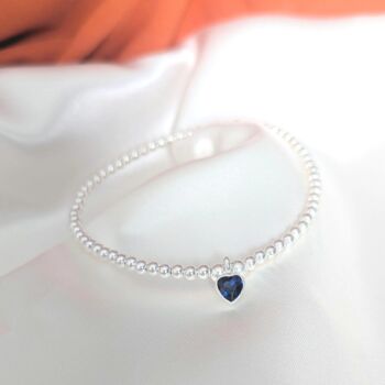 Sterling Silver September Heart Birthstone Sapphire Bracelet Gift For Her, 6 of 10
